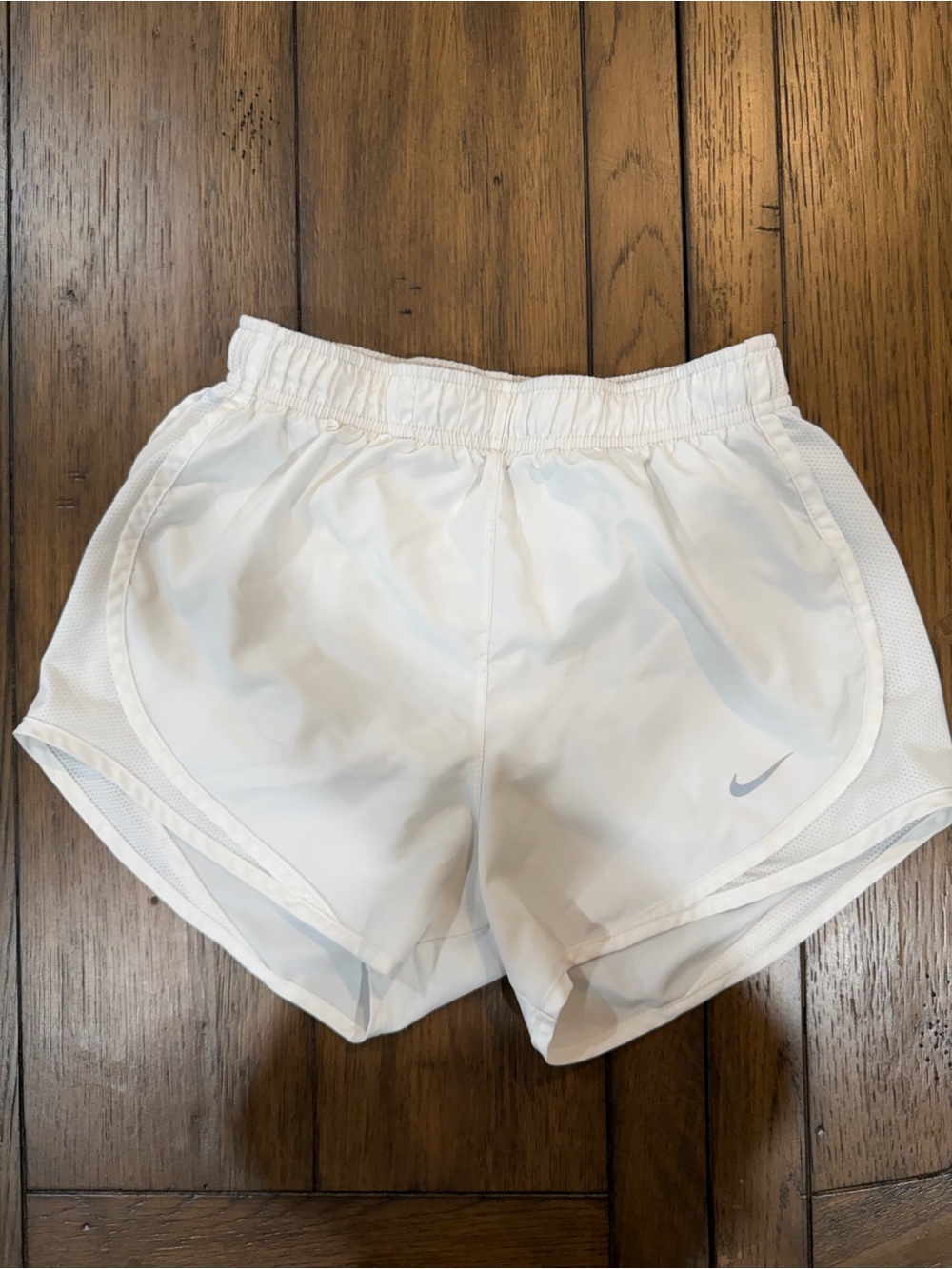 Nike Women's White Athletic Mesh-Trim Shorts